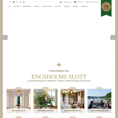 Engsholms Slott, engsholm.se startsida 2016