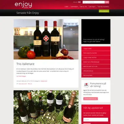Enjoy Wine & Spirits startsida 2014