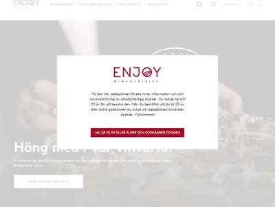 Enjoy Wine & Spirits startsida 2020