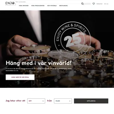 Enjoy Wine & Spirits startsida 2021