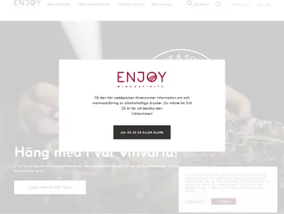 Enjoy Wine & Spirits startsida 2022