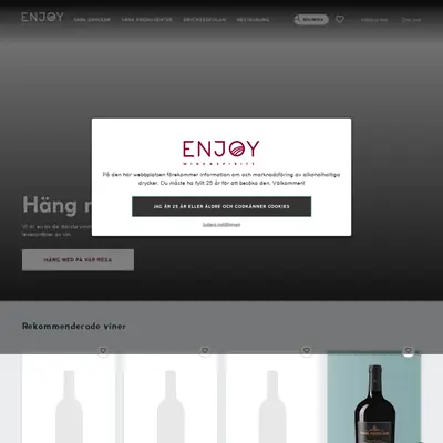 Enjoy Wine & Spirits startsida 2023