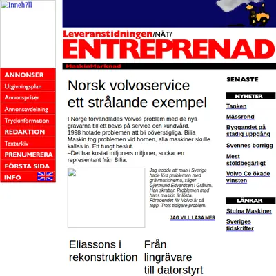 entreprenad.com startsida 2000