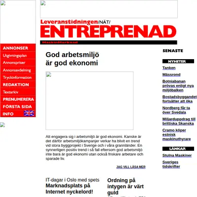 entreprenad.com startsida 2001