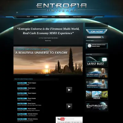 www.entropiauniverse.com startsida 2014