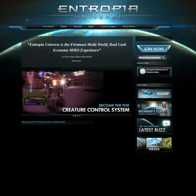 www.entropiauniverse.com startsida 2015