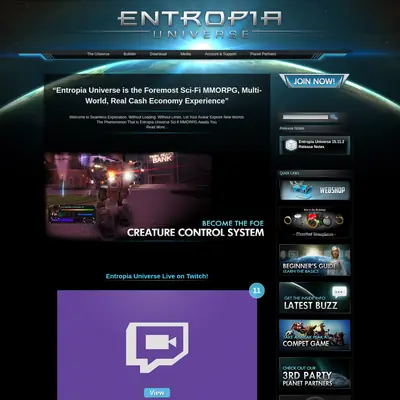 www.entropiauniverse.com startsida 2017