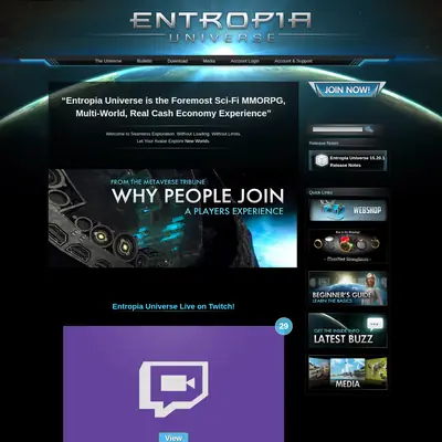 www.entropiauniverse.com startsida 2019