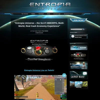 www.entropiauniverse.com startsida 2020