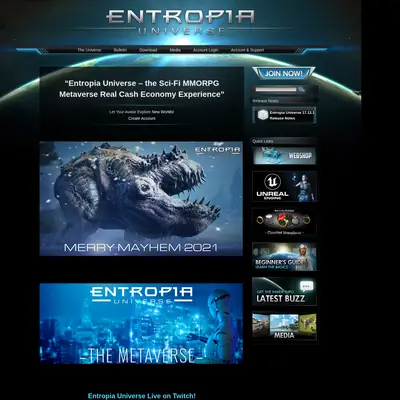 www.entropiauniverse.com startsida 2022