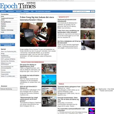 Epoch Times, epochtimes.se startsida 2014