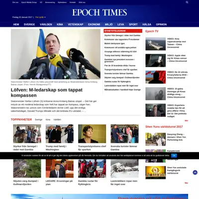 Epoch Times, epochtimes.se startsida 2017