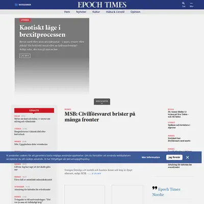 Epoch Times, epochtimes.se startsida 2019