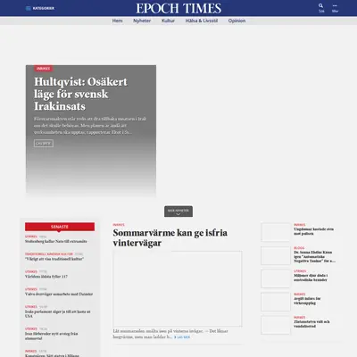 Epoch Times, epochtimes.se startsida 2020