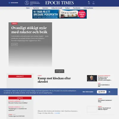 Epoch Times, epochtimes.se startsida 2021