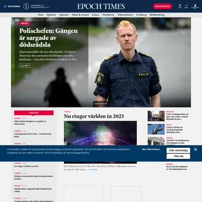 Epoch Times, epochtimes.se startsida 2023