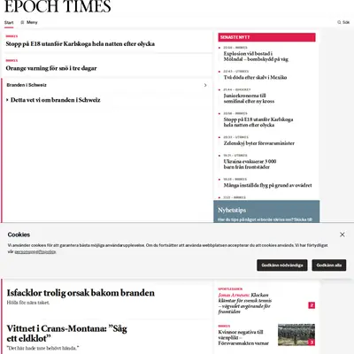 Epoch Times, epochtimes.se startsida 2026