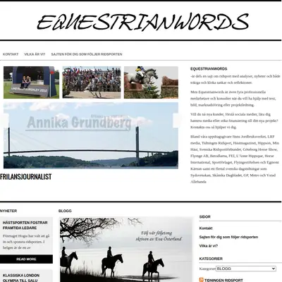 equestrianwords.se startsida 2016