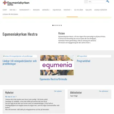 Equmeniakyrkan Hestra TV-sändning startsida 2020