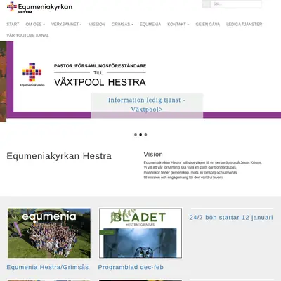 Equmeniakyrkan Hestra TV-sändning startsida 2025