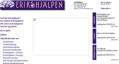Erikshjälpen startsida 2000