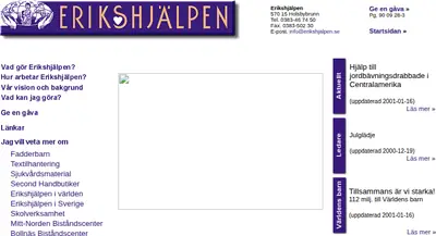 Erikshjälpen startsida 2001