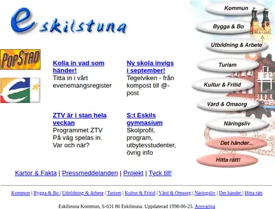Eskilstuna Direkt startsida 1998
