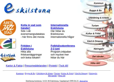Eskilstuna Direkt startsida 1999