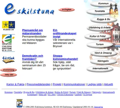 Eskilstuna Direkt startsida 2001