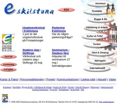 Eskilstuna Direkt startsida 2002