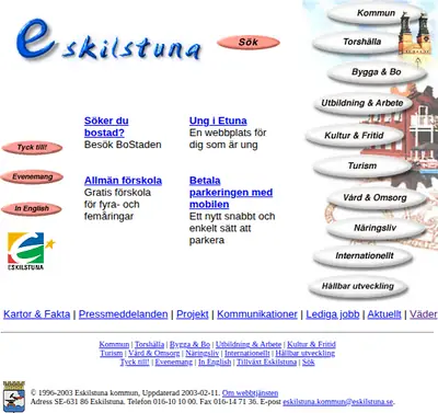 Eskilstuna Direkt startsida 2003