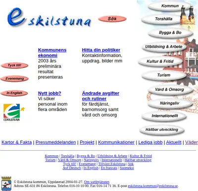 Eskilstuna Direkt startsida 2004