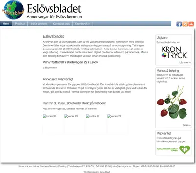 Eslövsbladet startsida 2015