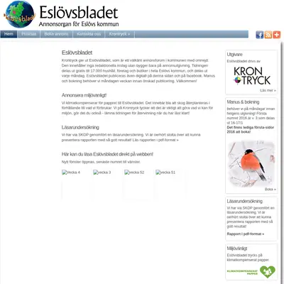 Eslövsbladet startsida 2016