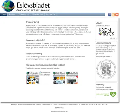 Eslövsbladet startsida 2018
