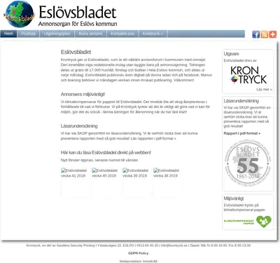 Eslövsbladet startsida 2019