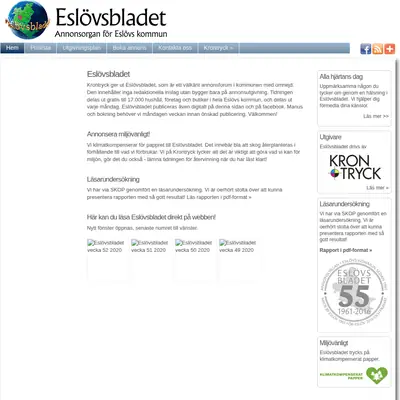 Eslövsbladet startsida 2021
