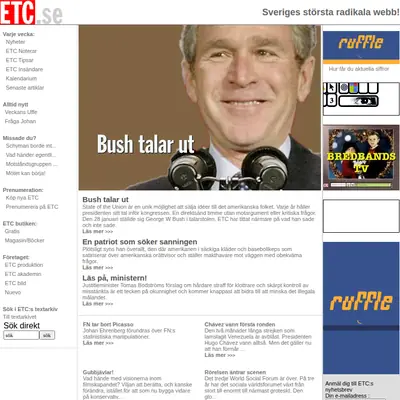 Dagens ETC startsida 2003
