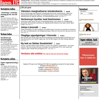 Dagens ETC startsida 2004