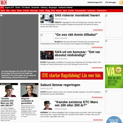 Dagens ETC startsida 2013