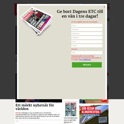 Dagens ETC startsida 2016
