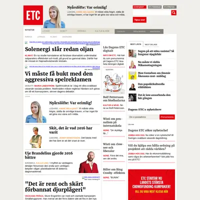 Dagens ETC startsida 2017