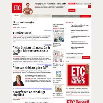 Dagens ETC startsida 2018