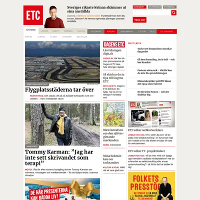 Dagens ETC startsida 2019