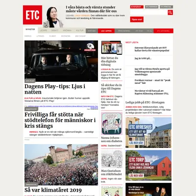 Dagens ETC startsida 2020