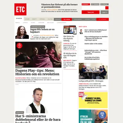 Dagens ETC startsida 2021