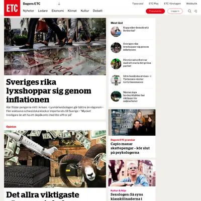 Dagens ETC startsida 2023