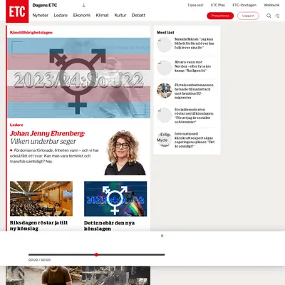 Dagens ETC startsida 2024