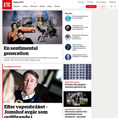 Dagens ETC startsida 2025
