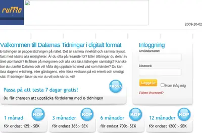 Dalarnas Tidningar startsida 2009